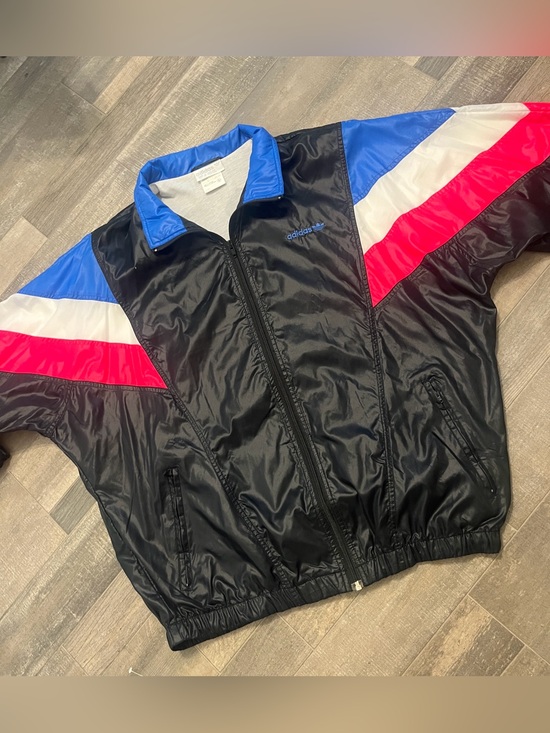 adidas Other - adidas Black Windbreaker Jacket with Blue, White and Red Accents
